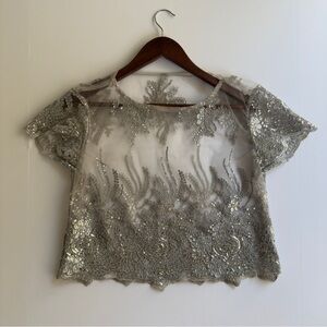 Elegant Silver Sequin Women's Top